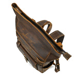 Men's Brown Leather 15.6'' Laptop Vintage Backpack For Work