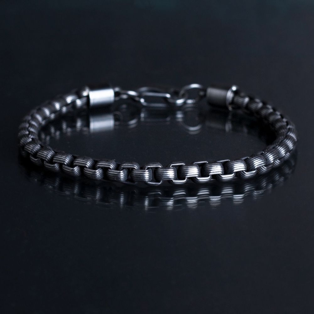 Men's Designer Stainless Steel Black Chain Bracelet Manntara