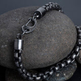 Men's Designer Stainless Steel Black Chain Bracelet Manntara