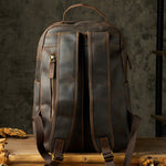 Men's Full-Grain Leather Professional Laptop Backpack for Business