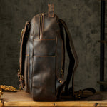 Men's Full-Grain Leather Professional Laptop Backpack for Business