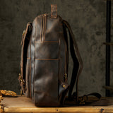 Men's Full-Grain Leather Professional Laptop Backpack for Business