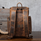 Men's Full-Grain Leather Vintage 20-inches Laptop Backpack For Travel