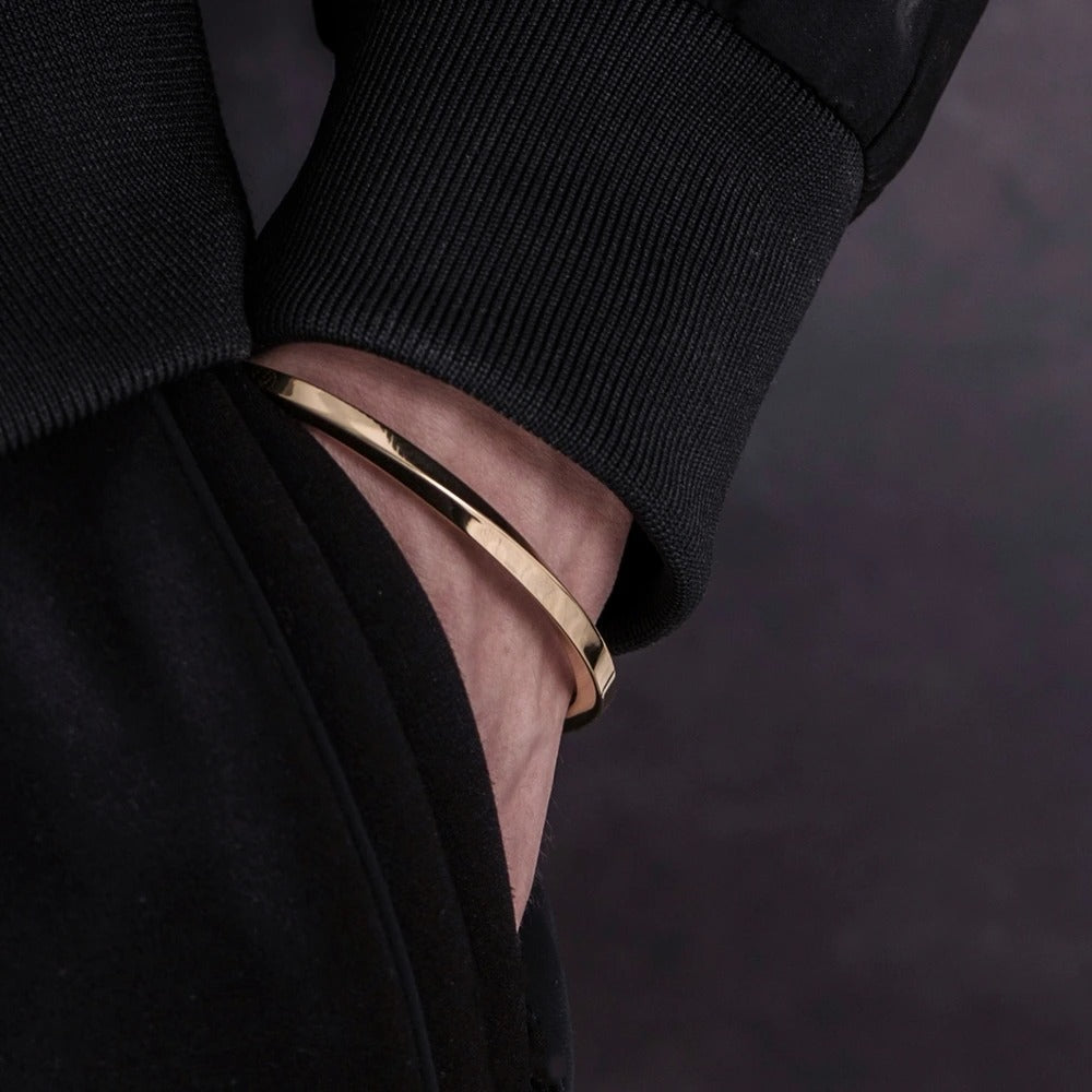 Men's Golden Stainless Steel Cuff Bracelet
