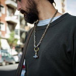 Men's Golden Stainless Steel Mjolnir Viking Necklace