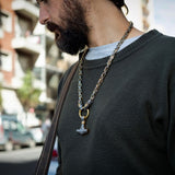 Men's Golden Stainless Steel Mjolnir Viking Necklace