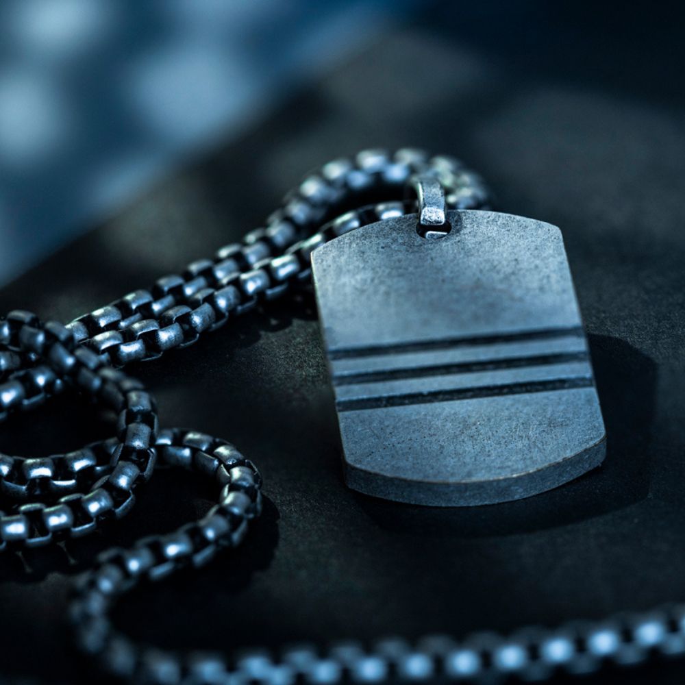 Men's Premium Silver Stainless Steel Minimalistic Military Necklace Manntara