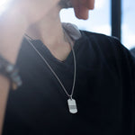 Men's Premium Silver Stainless Steel Minimalistic Military Necklace Manntara