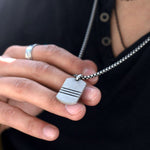 Men's Premium Silver Stainless Steel Minimalistic Military Necklace Manntara