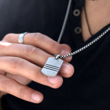 Men's Premium Silver Stainless Steel Minimalistic Military Necklace Manntara