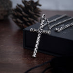 Men's Silver Cross Necklace Of Stainless Steel Manntara