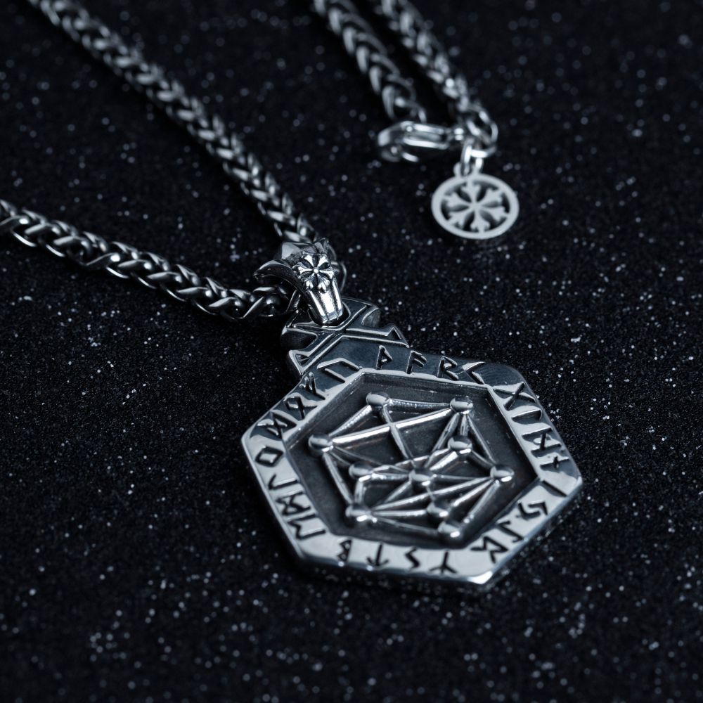 Men's Stainless Steel Viking Locket Necklace With Runes Manntara