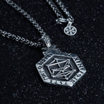 Men's Stainless Steel Viking Locket Necklace With Runes Manntara