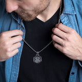 Men's Stainless Steel Viking Locket Necklace With Runes Manntara