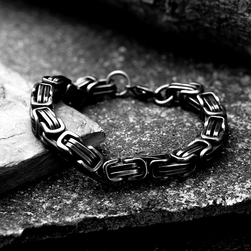 Premium Black Stainless Steel Chain Biker Bracelet For Men