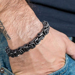 Premium Black Stainless Steel Chain Biker Bracelet For Men