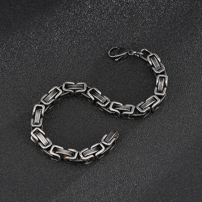Premium Black Stainless Steel Chain Biker Bracelet For Men