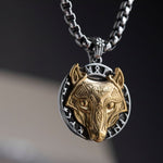 Premium Stainless Steel Golden Viking Wolf Locket Necklace For Men Manntara