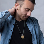 Premium Stainless Steel Golden Viking Wolf Locket Necklace For Men Manntara