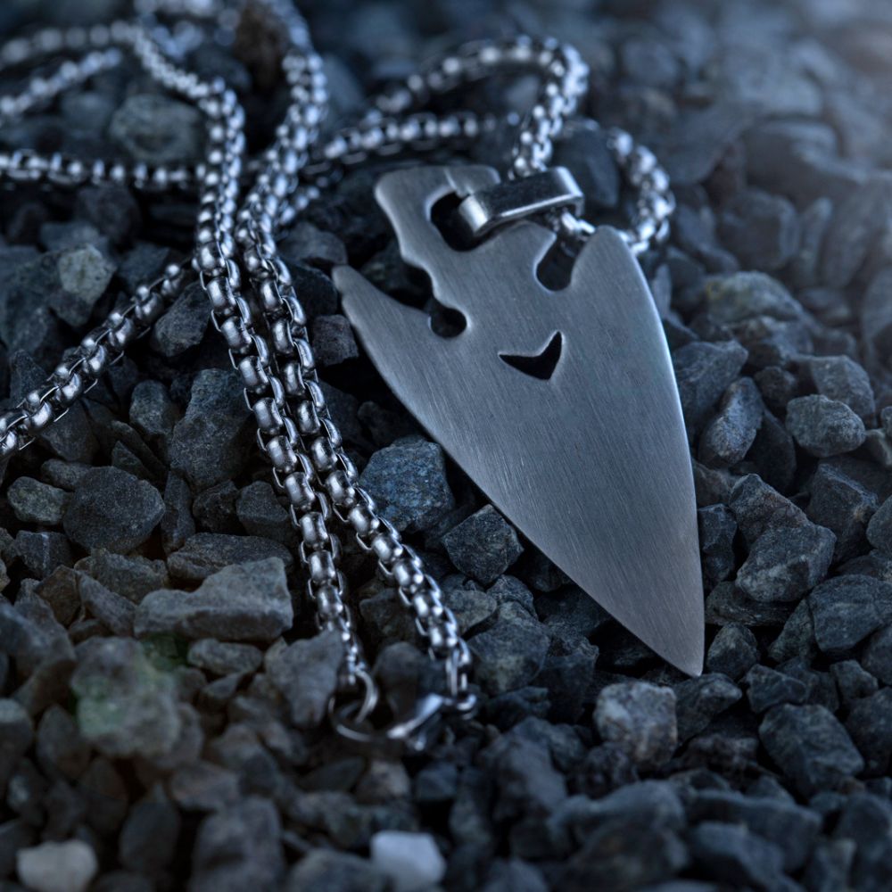 Premium Stainless Steel Silver Arrow Necklace For Men Manntara
