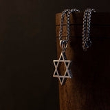 Sterling 925 Silver Star Of David Catholic Necklace For Men