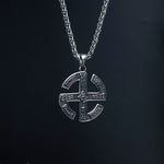 Silver Stainless Steel Viking Circle Pendant Necklace for Men Manntara
