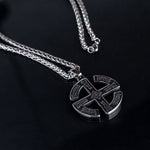 Silver Stainless Steel Viking Circle Pendant Necklace for Men Manntara