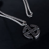Silver Stainless Steel Viking Circle Pendant Necklace for Men Manntara