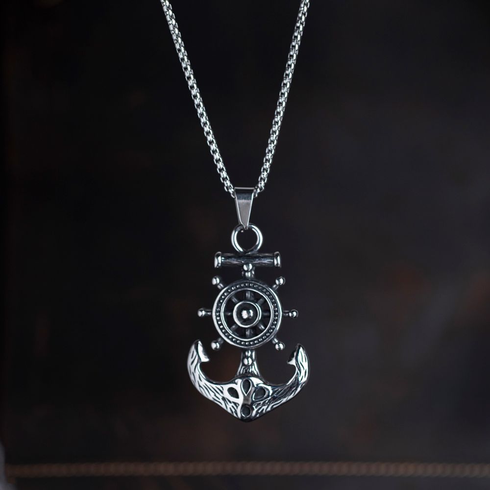 Stainless Steel Silver Anchor Necklace For Men  Sailor Men's Pendant