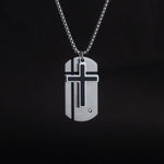 Stainless Steel Silver Cross Medallion-like Necklace