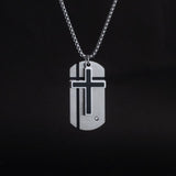 Stainless Steel Silver Cross Medallion-like Necklace