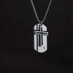 Stainless Steel Silver Cross Medallion-like Necklace