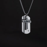 Stainless Steel Silver Cross Medallion-like Necklace