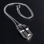 Stainless Steel Silver Cross Medallion-like Necklace Manntara