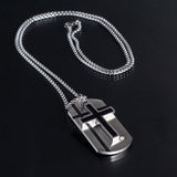 Stainless Steel Silver Cross Medallion-like Necklace Manntara