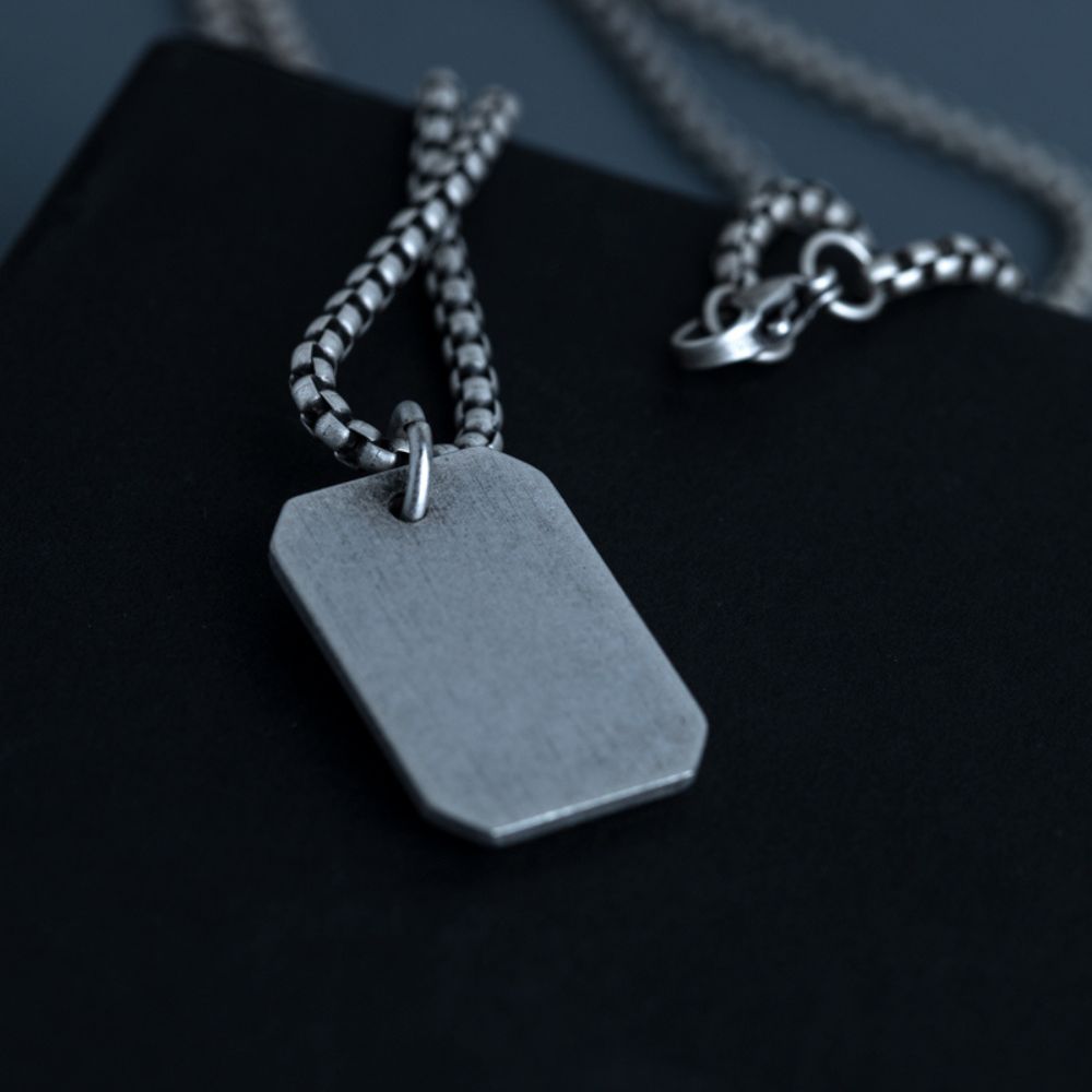 Stainless Steel Silver Minimalistic Military Necklace For Men