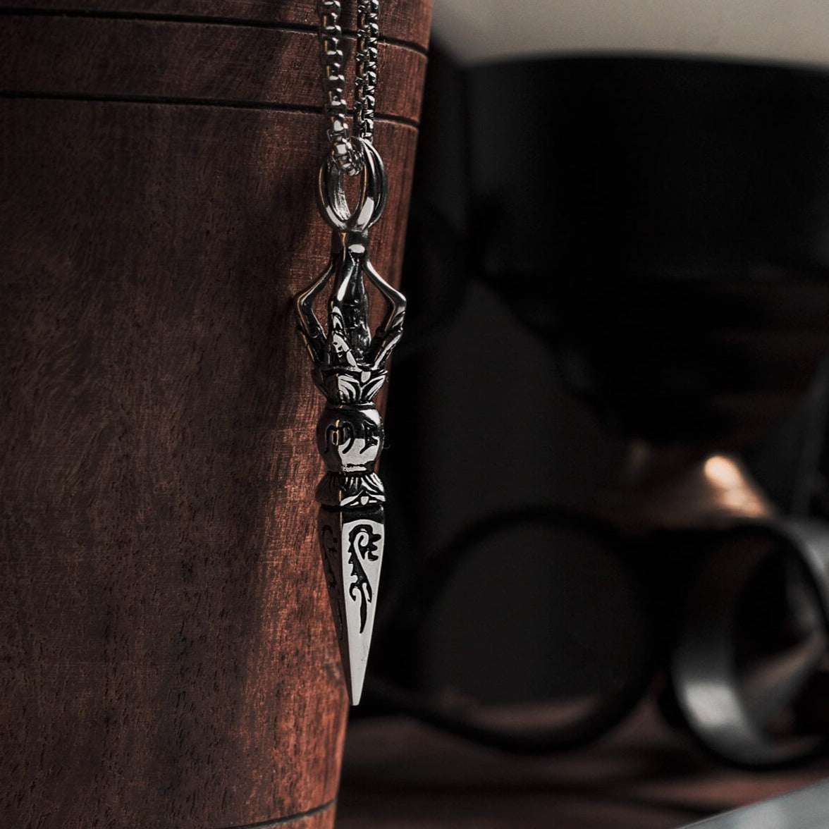 Stainless Steel Silver Viking Stick Necklace For Men