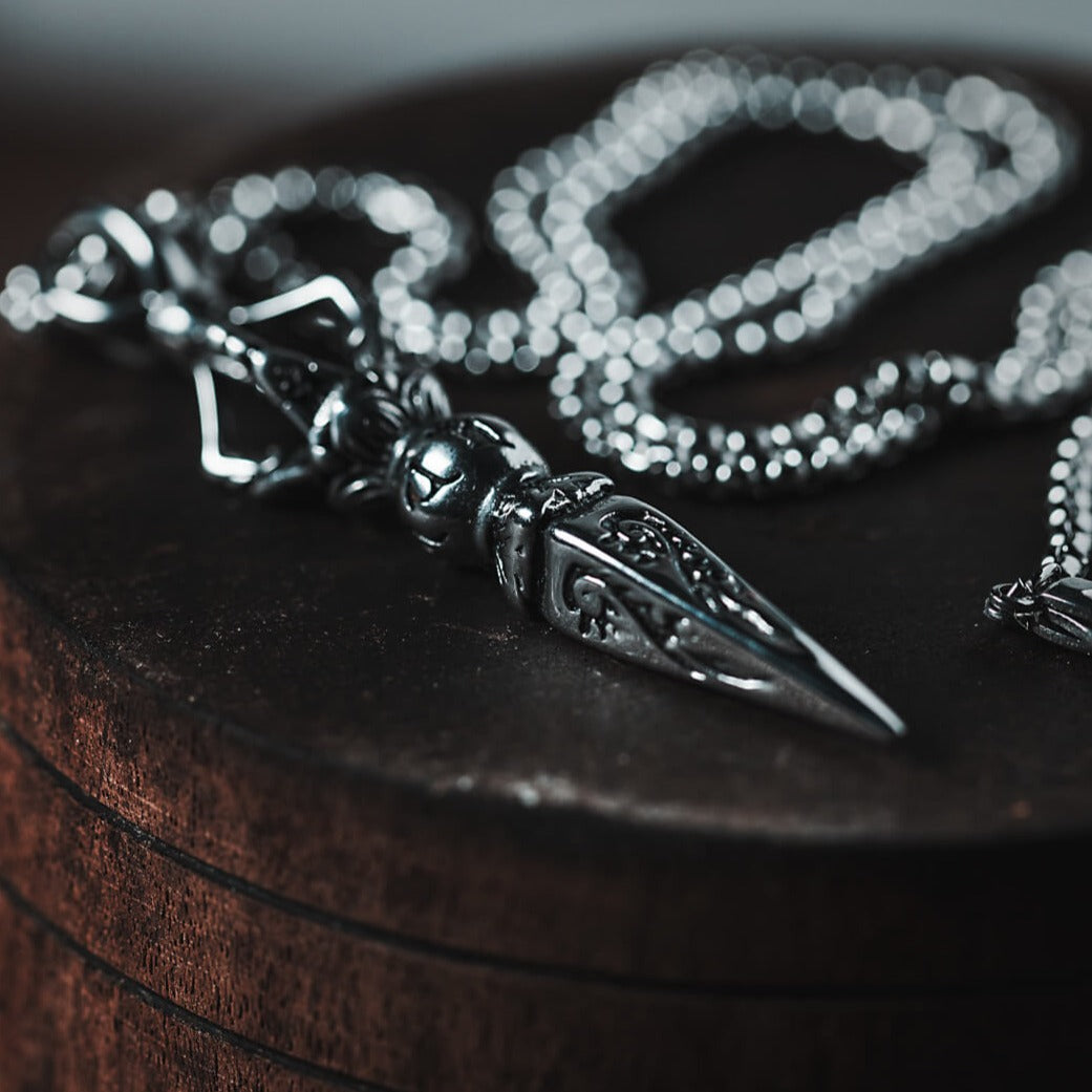 Stainless Steel Silver Viking Stick Necklace For Men