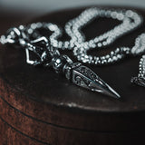 Stainless Steel Silver Viking Stick Necklace For Men