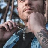 Stainless Steel Silver Viking Stick Necklace For Men