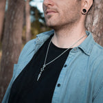 Stainless Steel Silver Viking Stick Necklace For Men