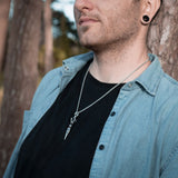 Stainless Steel Silver Viking Stick Necklace For Men