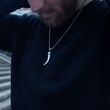 Stainless Steel Silver Wolf Fang Necklace For Men