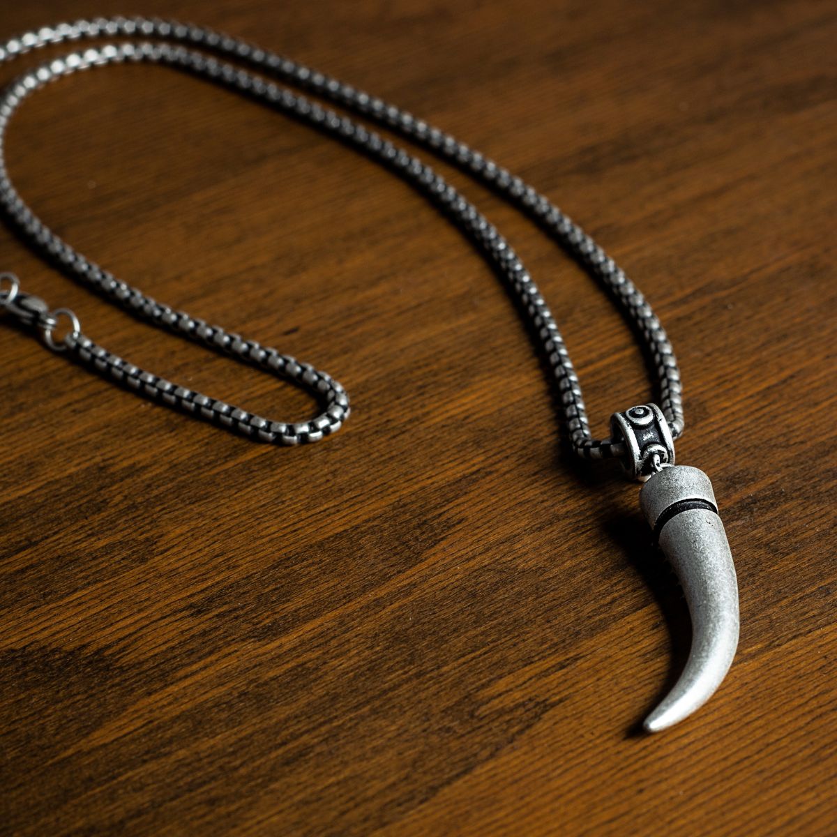 Stainless Steel Silver Wolf Fang Necklace For Men