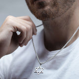Sterling 925 Silver Star Of David Catholic Necklace For Men