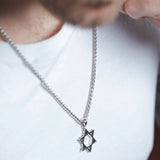 Sterling 925 Silver Star Of David Catholic Necklace For Men