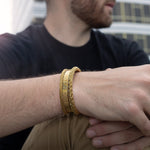 Golden Stainless Steel & Rhodium Roman Bracelet Set For Men