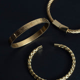 Golden Stainless Steel & Rhodium Roman Bracelet Set For Men