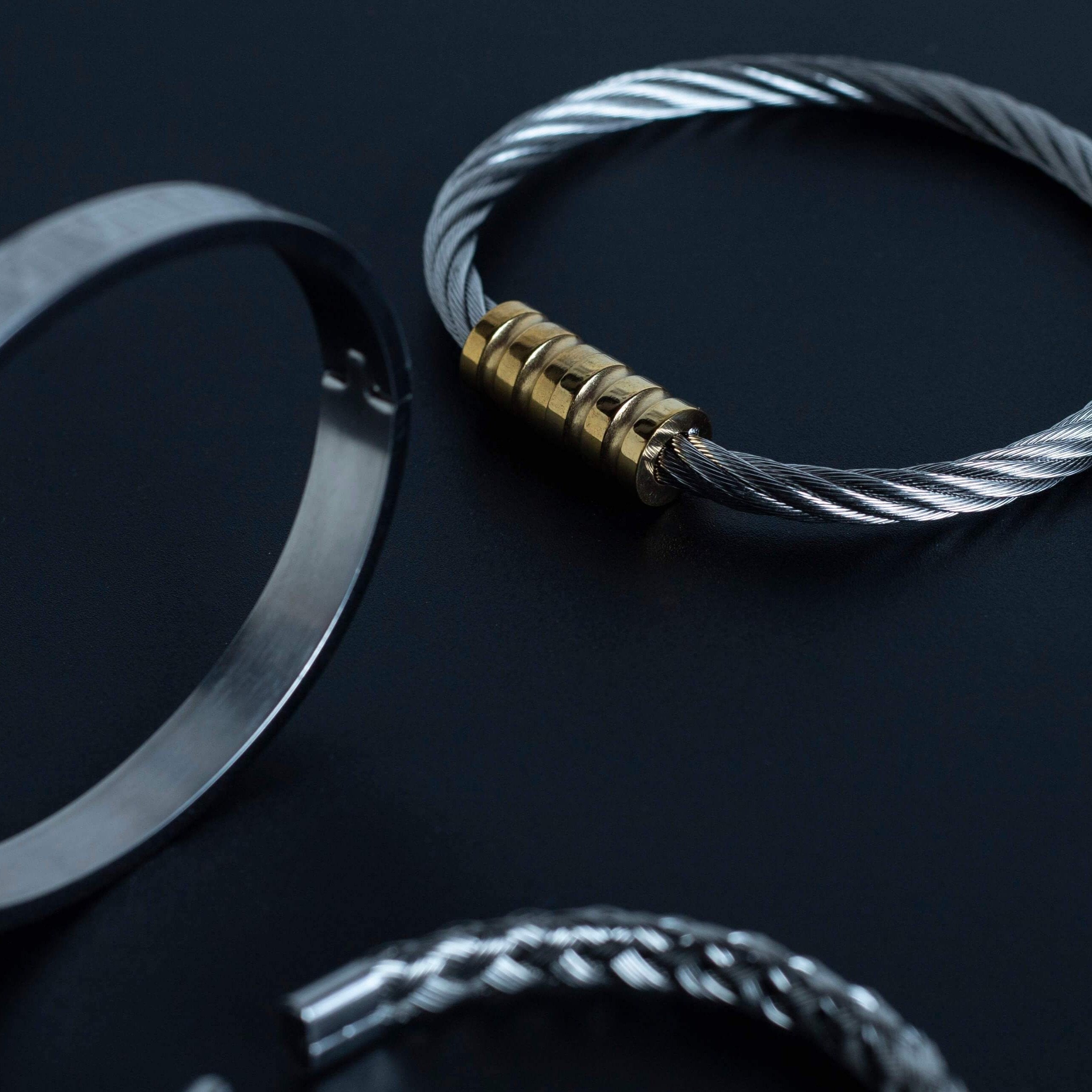 3-Pieces Silver Bracelet Set For Men