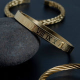 Golden Stainless Steel & Rhodium Roman Bracelet Set For Men